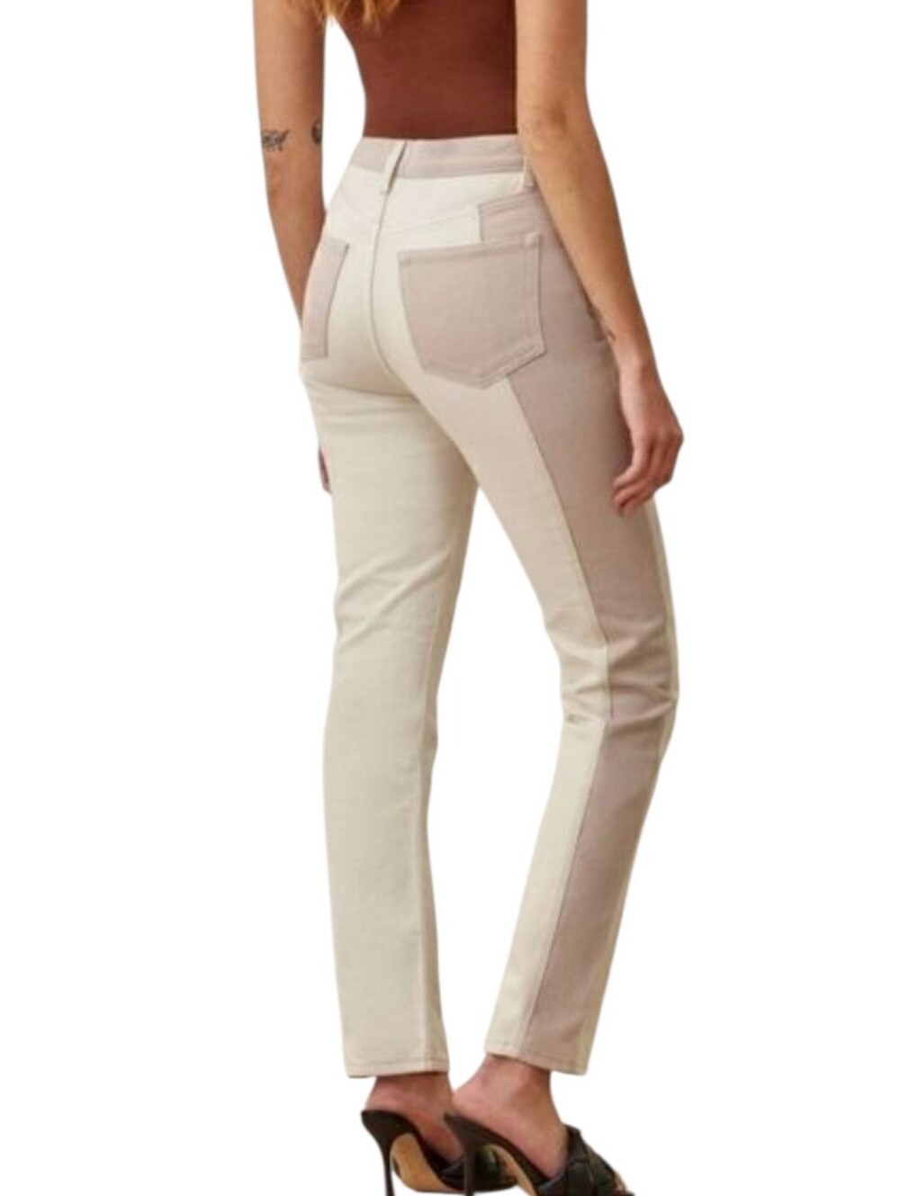 Reformation Cynthia‎ Bone Tonal High Rise Straight Leg Denim Jeans Size 26